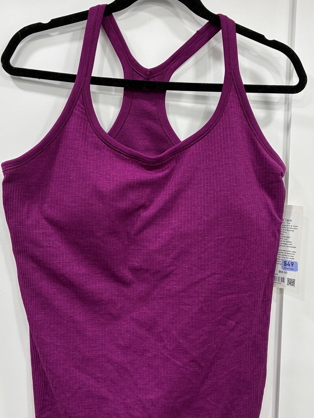 Lululemon Ebb to Street Tank Top Built-In Bra Purple Size 14 NWT